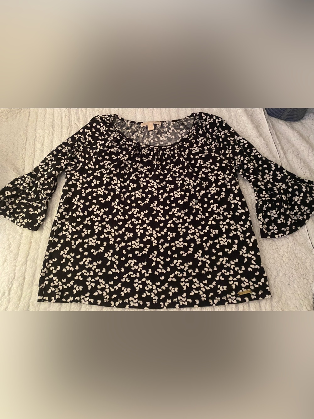 Michael Kors Black Top with White Heart Pattern